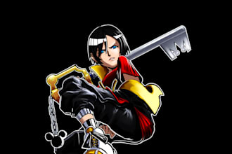 draw anime inspired characters, backgrounds, comic