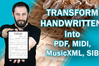 convert sheet music into PDF, midi, sib, XML, and vice versa