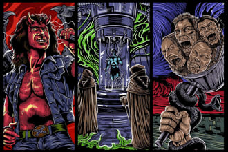 do badass dark art t shirt design for band or brand