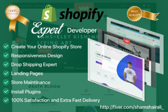 build shopify store, shopify website, shopify dropship store