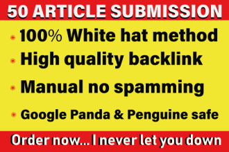 provide 60 article submission with hq unique domain seo backlinks