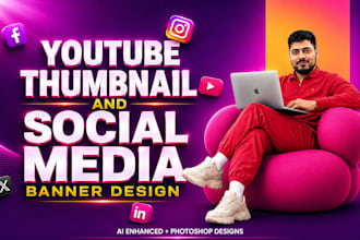 design custom youtube thumbnails, facebook covers, and linkedin banners