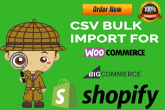 csv bulk import,upload products to shopify,bigcommerce store using CSV