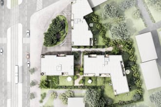 create a rendered urban site plan