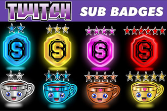 design  custom twitch sub badges and icons emotes