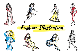 draw digital watercolor fashion illustration or sketch