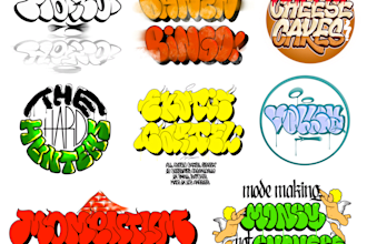 create a professional bubble graffiti design