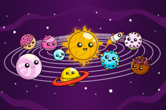 draw unique and cute cartoon illustration