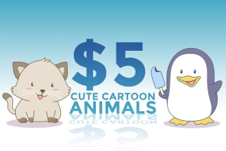 draw cute and friendly animals cartoon