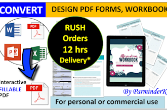 convert and create fillable PDF workbook, form, kids worksheets