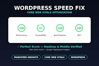 speed up wordpress website, fix core web vitals and pagespeed