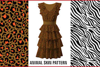 design seamless animal skin print patterns, repeat vector for textile and fabric