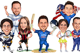 draw professional sports cartoon caricatures of you