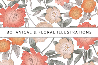 illustrate botanical, floral artwork for packaging,  branding