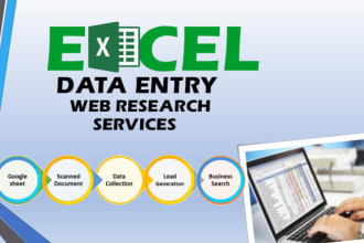 do virtual assistant for data entry, data mining and typing