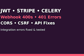 fix django jwt, stripe webhook, celery and API errors