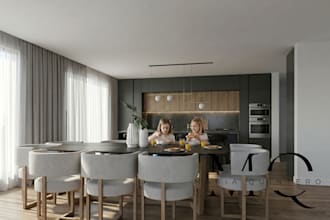 design modern kitchen and realistic 3d renders