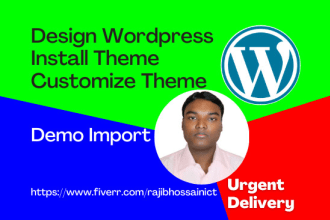 wordpress install, theme install and customization