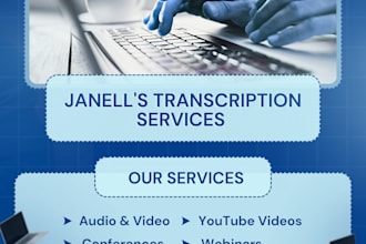 transcribe 30 minutes audio or video transcription in 24hrs