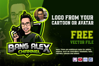 design logo for gaming, twitch, youtube,  from your photo