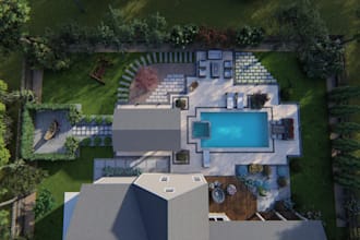 design modern 3d landscape for your backyard garden house front
