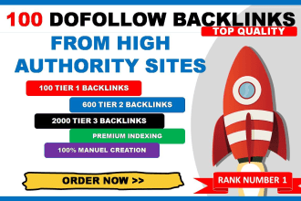 submit 100 high authority tier 1 backlinks 600 tier 2 and 3000 tier 3