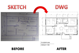 draw your floor plan or architectural plans in pdf to cad