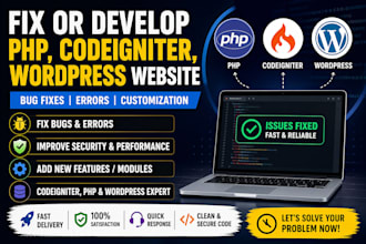 fix or develop PHP, codeigniter and cms websites