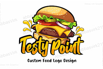 design food cafe logo and cartoon
