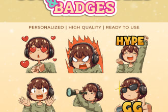 create cute custom emotes or badges for twitch, youtube