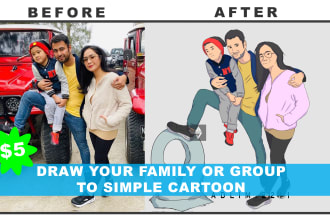 draw your team, group or family to simple cartoon