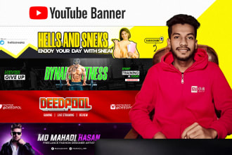 design an eye catching youtube banner or gaming channel art