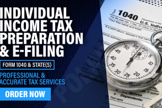 prepare your personal federal tax return 1040 and state tax return