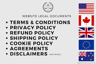 draft privacy policy, terms and conditions, disclaimer pages