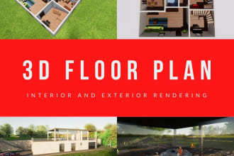 create 3d floor plan, interior exterior rendering