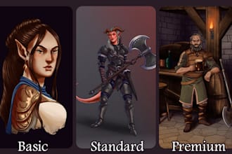 create your dnd character design or concept art illustration