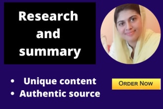 do research and write summary