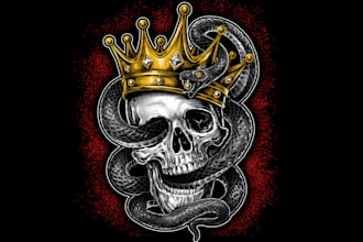 draw dark art skull illustration for streetwear design
