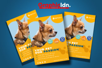 design flyer pet shop, pet grooming, pet store, pet clinic, etc