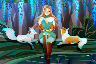 draw your character into a disney style cartoon in quick delivery