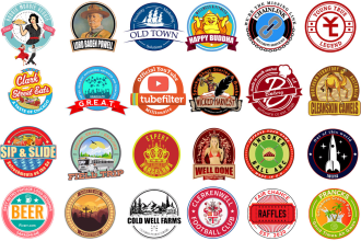 do a vintage stickers and badge logo illustration