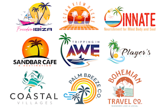 do modern palm,beach and ocean logo