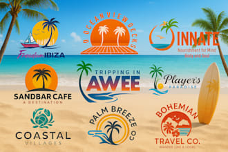 do modern palm,beach and ocean logo