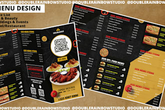 create a price list, rate list and menu list