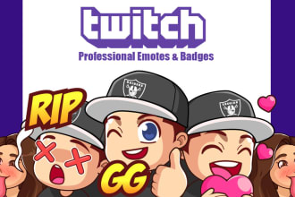 draw dope custom twitch emotes, kick, discord, youtube, facebook stickers