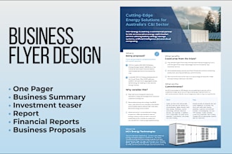 design business flyer, one pager, executive summary