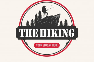 design adventure, traveling, hiking or nature logo with express deliver
