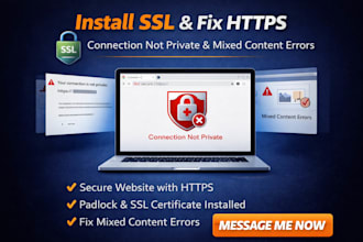 install SSL, fix https, and connection not private, and mixed content errors