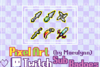 make pixel art twitch sub and bit badges