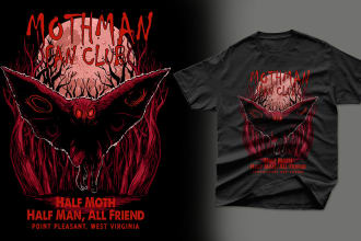 draw dark art illustration with hand drawn style for tshirt design